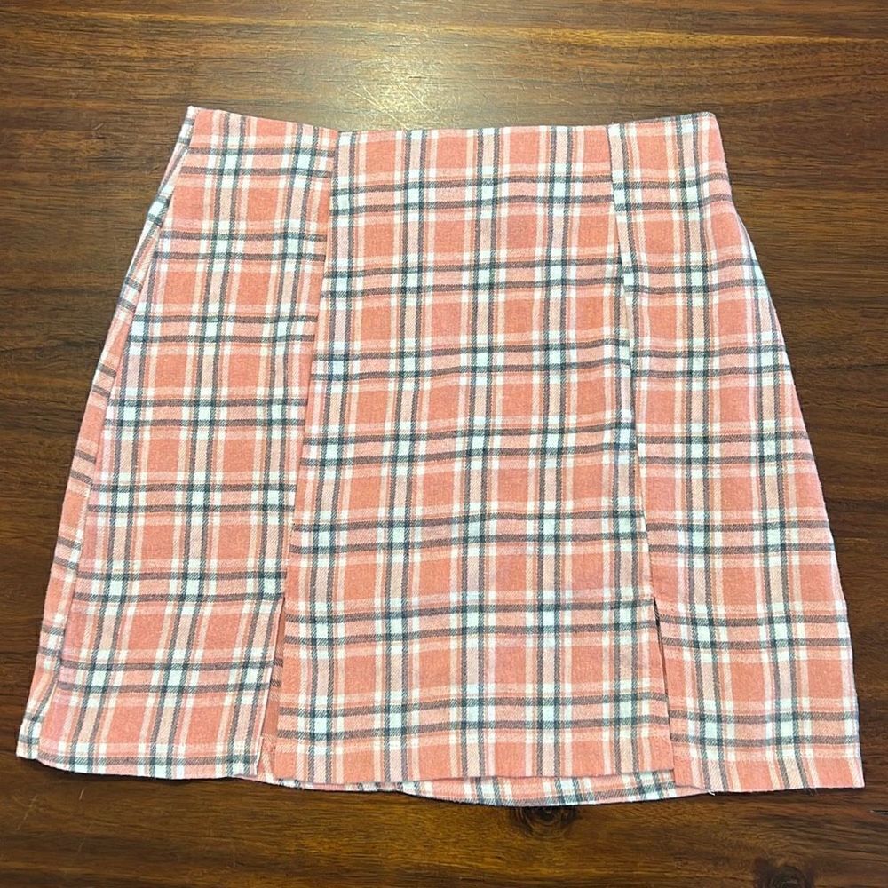 Romwe Pink Plaid Preppy Mini Skirt Women’s Small